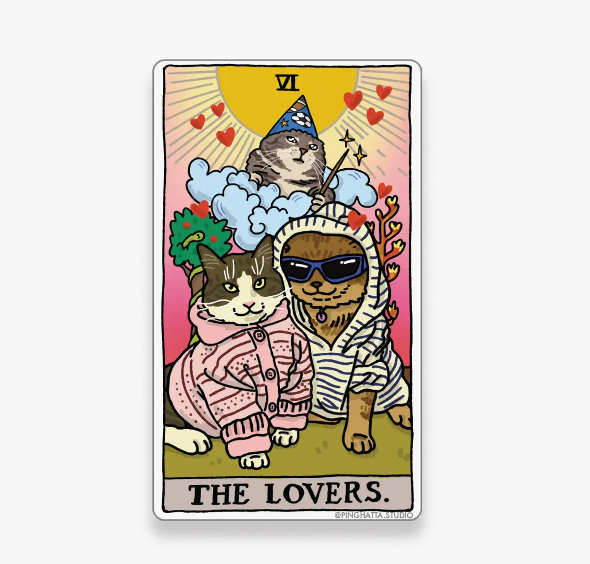 The Lovers Tarot Cat Meme Die-Cut Sticker