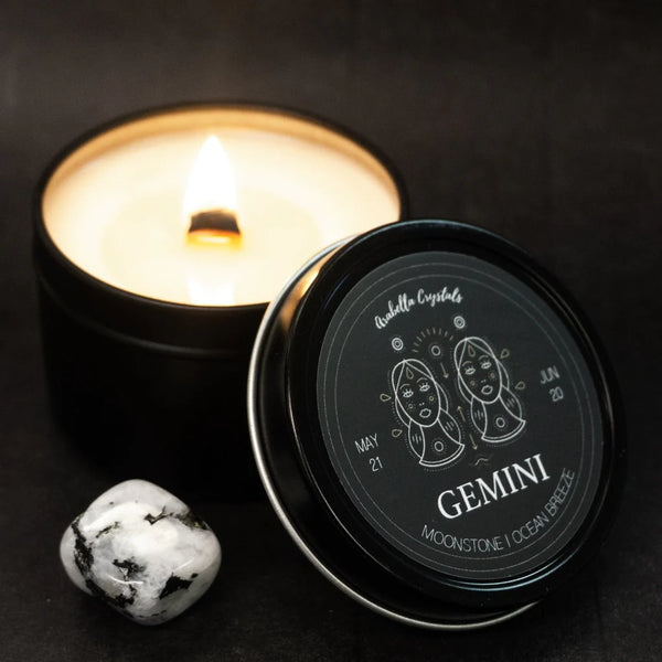 Zodiac Sign Travel Candle With Crystal
