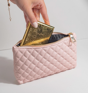 Odor-Proof Pink Quilted Pouch