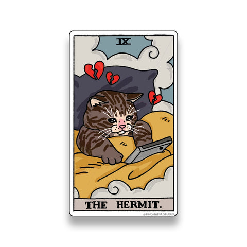 The Hermit Tarot Cat Meme Die-Cut Sticker