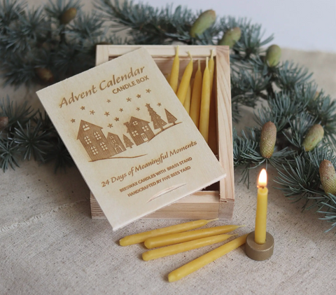 Advent Beeswax Candle Set Countdown