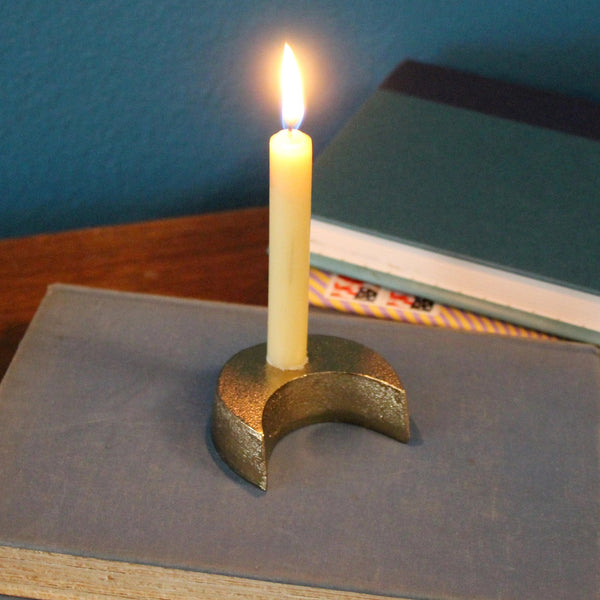 Gold Crescent Moon Chime Candle Holder - The Mystics Club