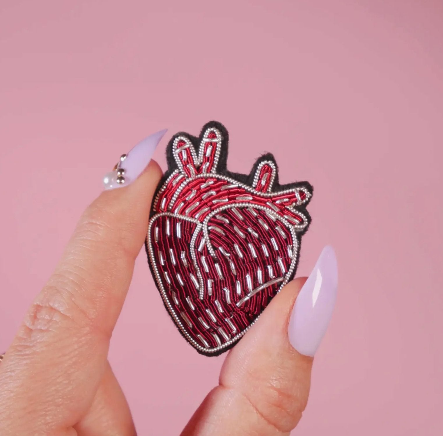 Human Heart Beaded Brooch