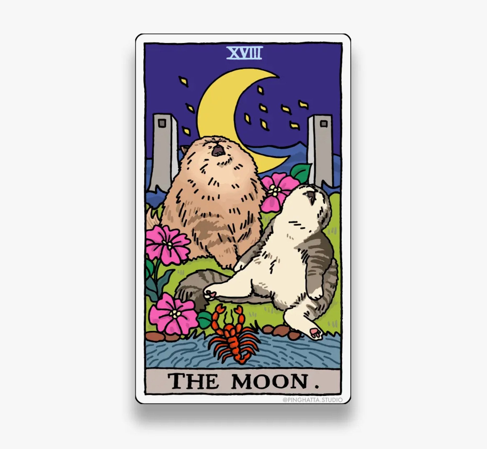The Moon Tarot Cat Meme Die-Cut Sticker - The Mystics Club