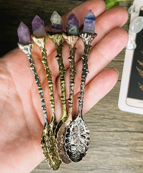 Witches Herb Spoon- Choose Your Stone - The Mystics Club