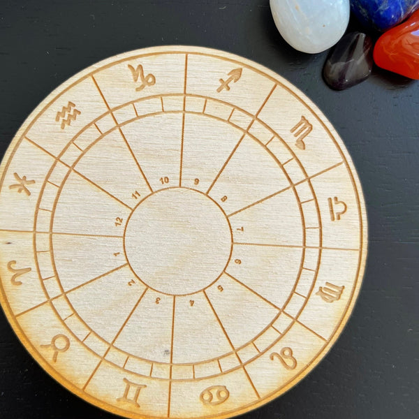 Wood Engraved Zodiac Crystal Board - The Mystics Club